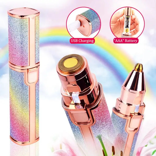 2-in-1 Painless Eyebrow Trimmer & Mini Shaver with LED